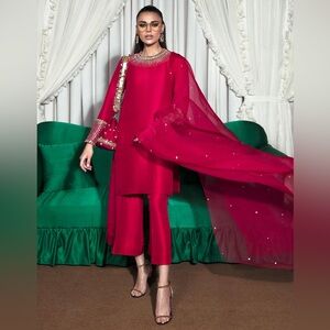 HUSSAIN REHAR PAKISTANI AUTHENTIC LUXURY DESIGNER RAW SILK LUXURY PRET 3 PIECE